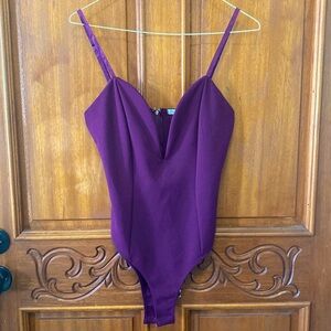 Purple Plunging V Corset Wired Bodysuit